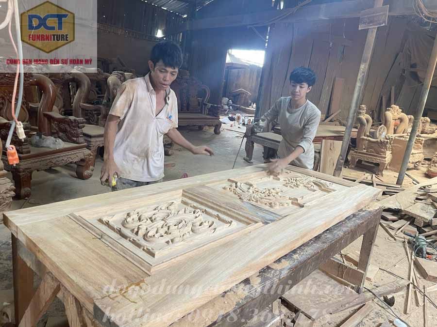 Bộ cửa phòng tân cổ điển gỗ gõ đỏ cao cấp cp47gd